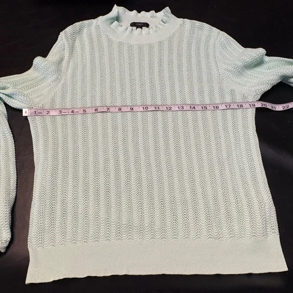 J. Crew Pointella Mockneck Knit Sweater size Large mint green color